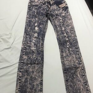 Puzzle Ripped Blue Jeans from Hot Topic